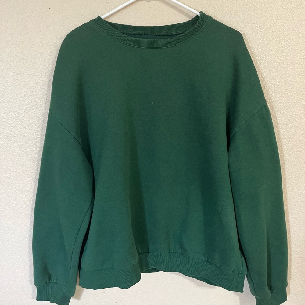 shein green crew neck sweatshirt